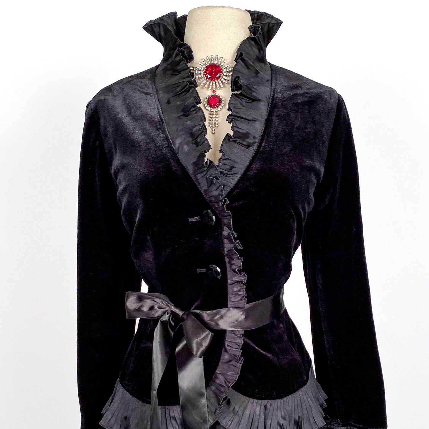 1980s Black Velvet Evening Top by Victor Costa / Bust 38