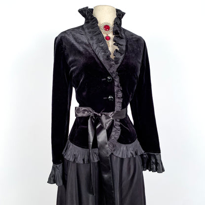 1980s Black Velvet Evening Top by Victor Costa / Bust 38