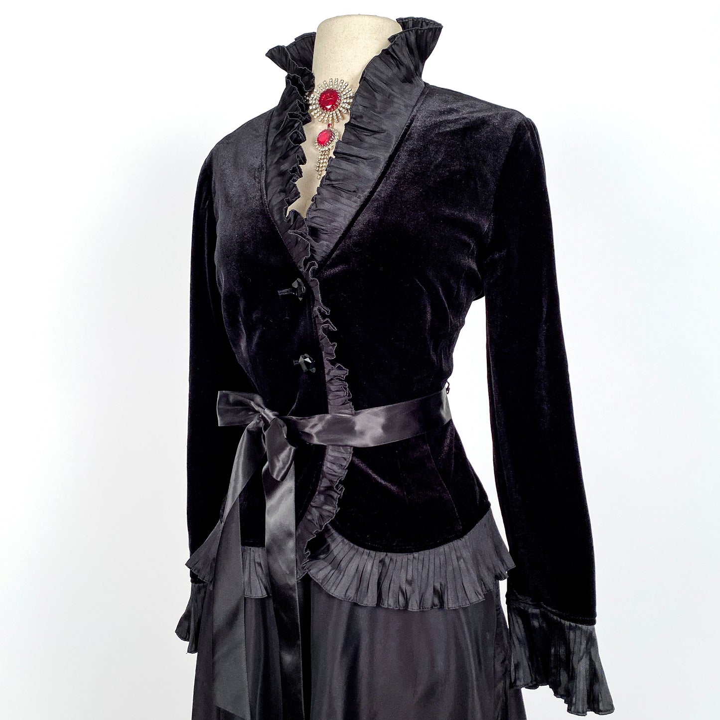 1980s Black Velvet Evening Top by Victor Costa / Bust 38