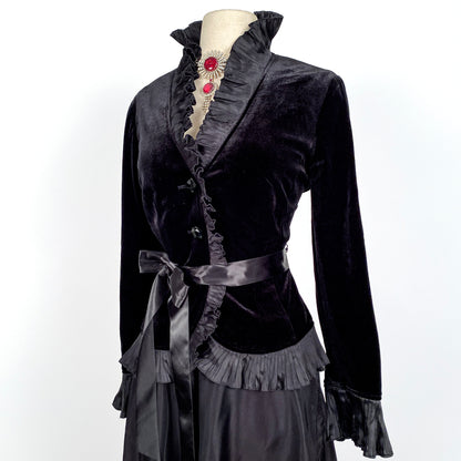 1980s Black Velvet Evening Top by Victor Costa / Bust 38