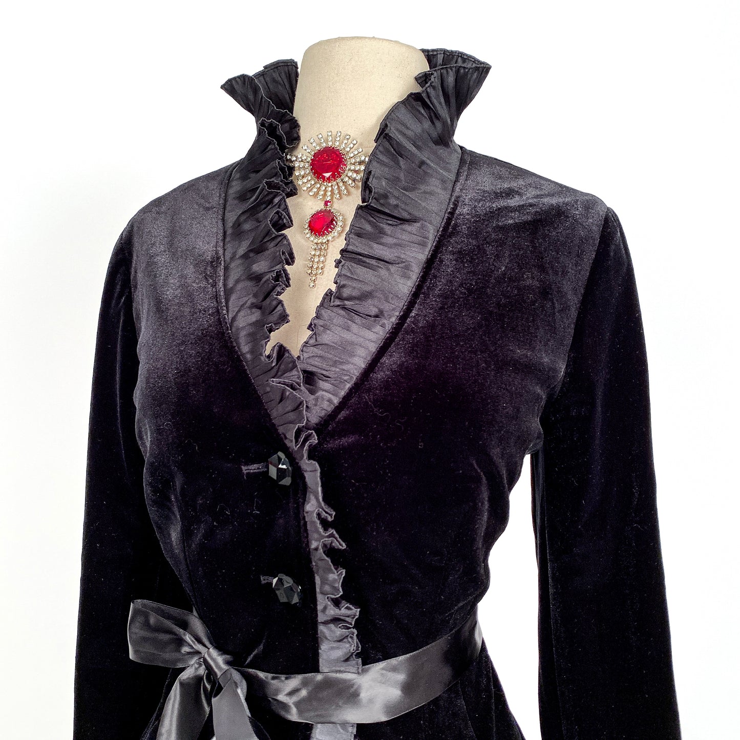 1980s Black Velvet Evening Top by Victor Costa / Bust 38