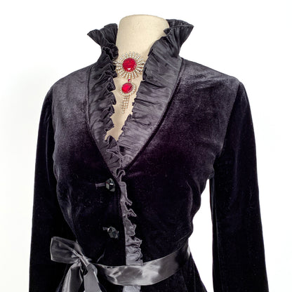 1980s Black Velvet Evening Top by Victor Costa / Bust 38