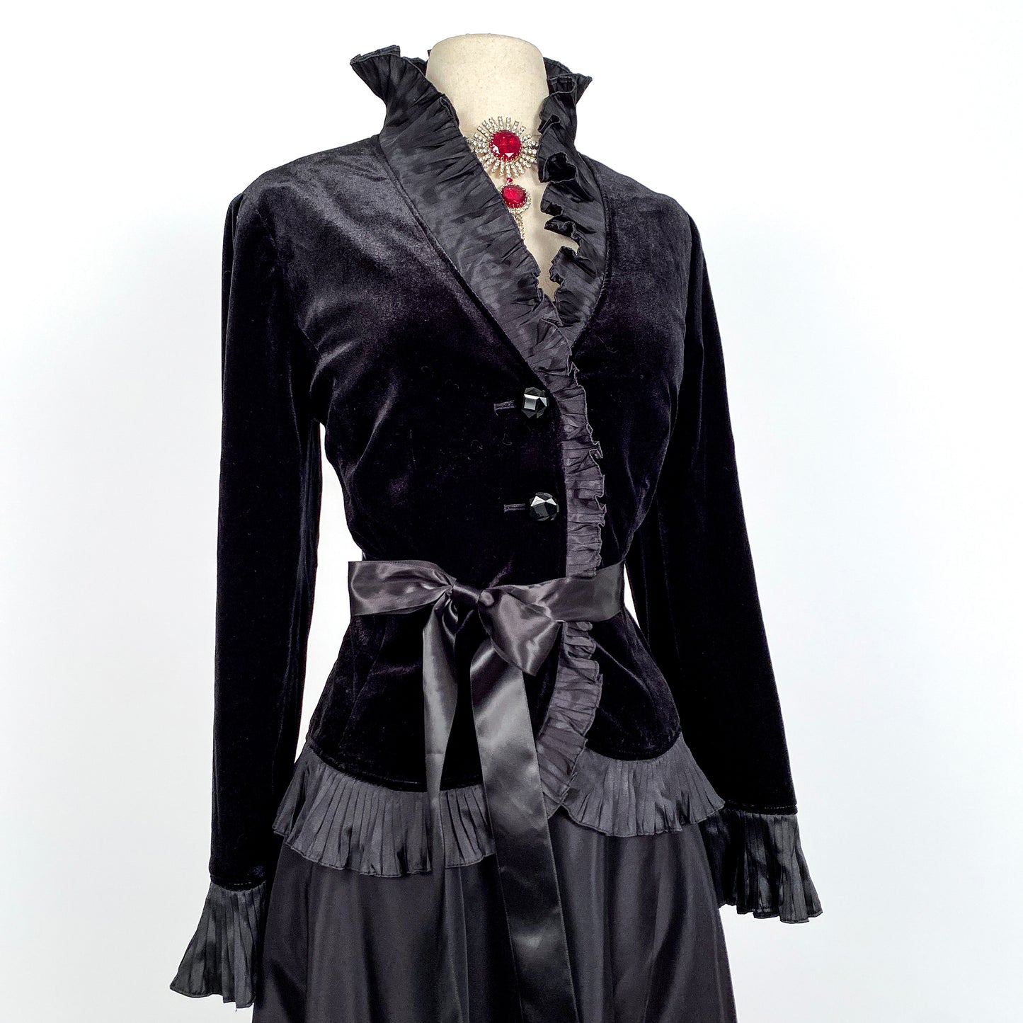 1980s Black Velvet Evening Top by Victor Costa / Bust 38