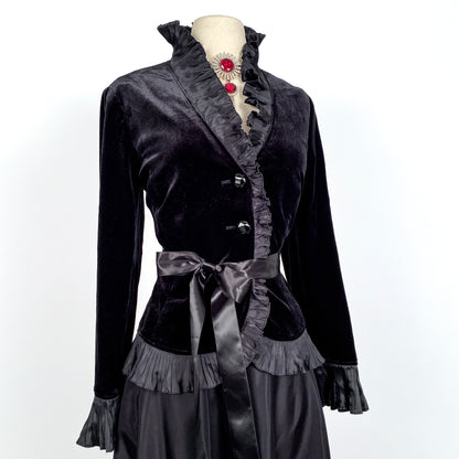 1980s Black Velvet Evening Top by Victor Costa / Bust 38