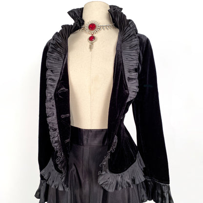 1980s Black Velvet Evening Top by Victor Costa / Bust 38