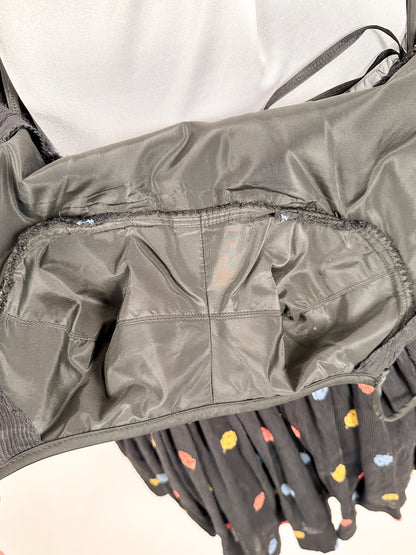 1950s Simply Sweet Mirco-Pleated Dress with Rose Print / Waist 26