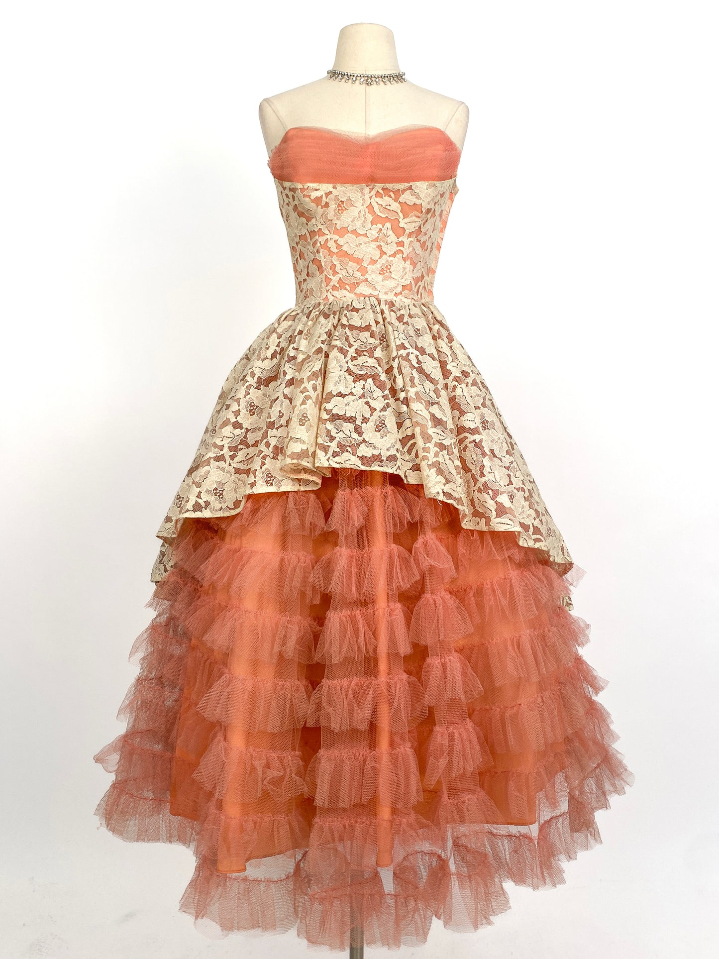 1950s Dreamy Lace & Tulle Party Dress / Waist 24