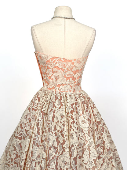 1950s Dreamy Lace & Tulle Party Dress / Waist 24