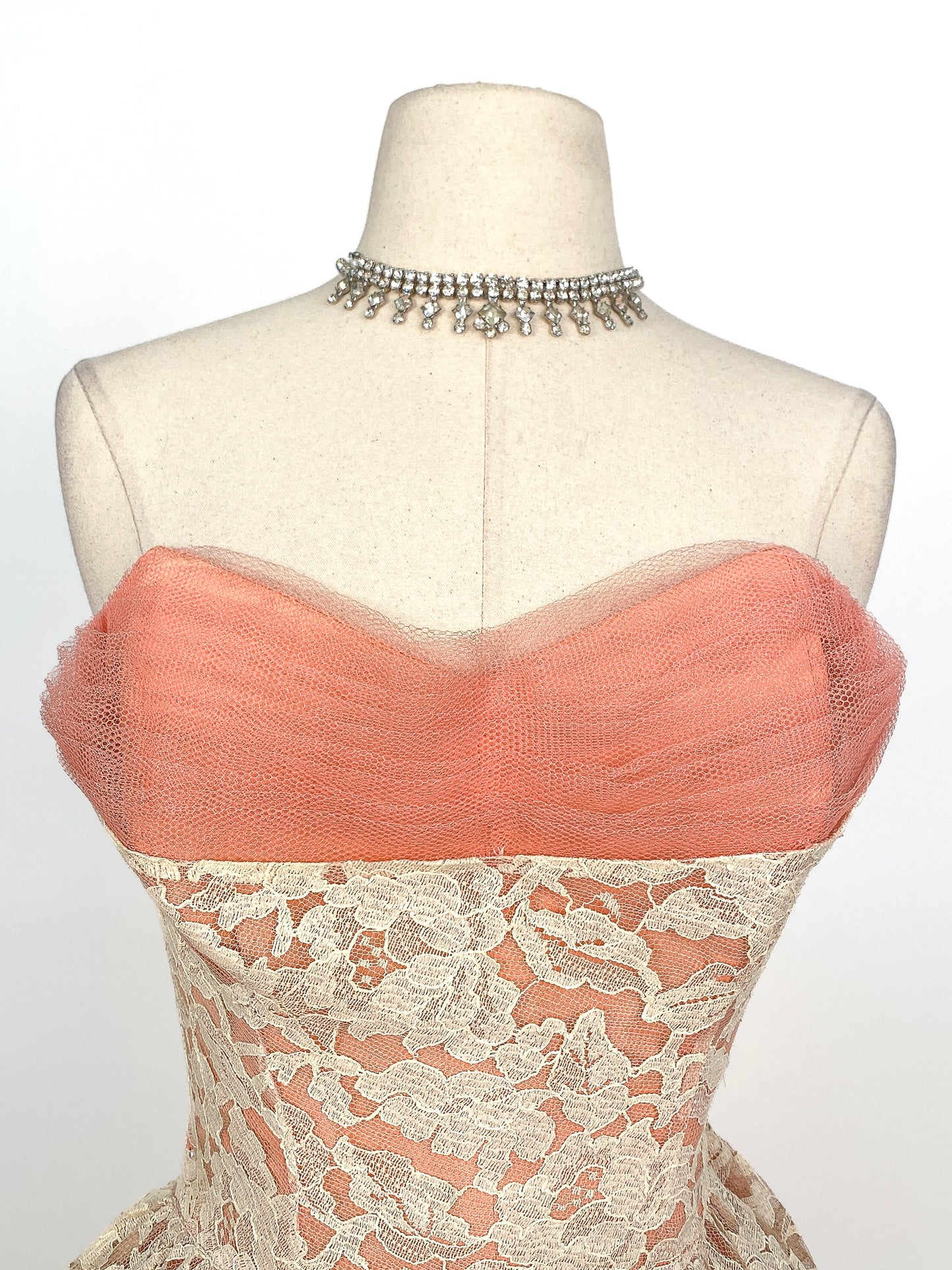 1950s Dreamy Lace & Tulle Party Dress / Waist 24