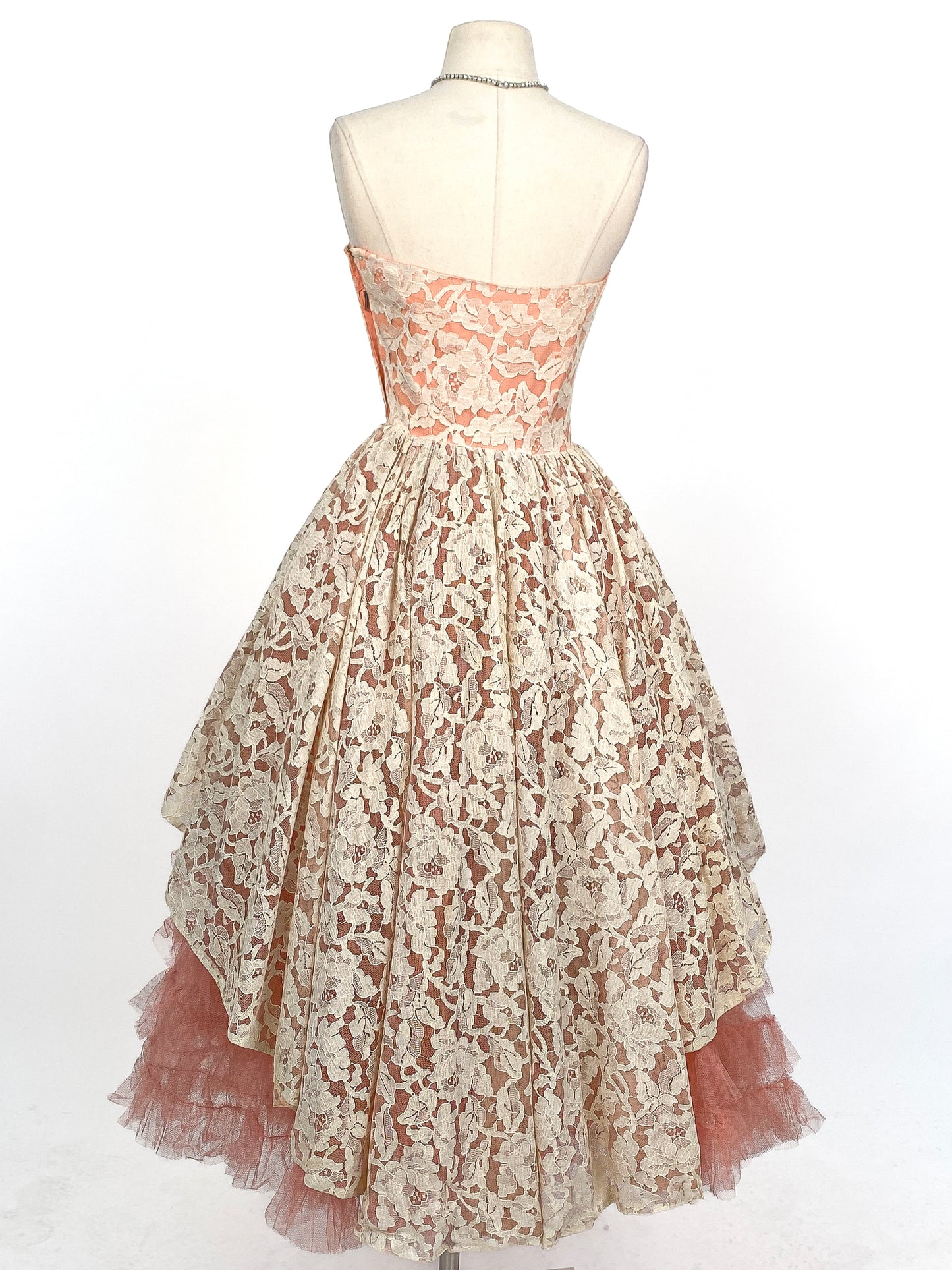 1950s Dreamy Lace & Tulle Party Dress / Waist 24