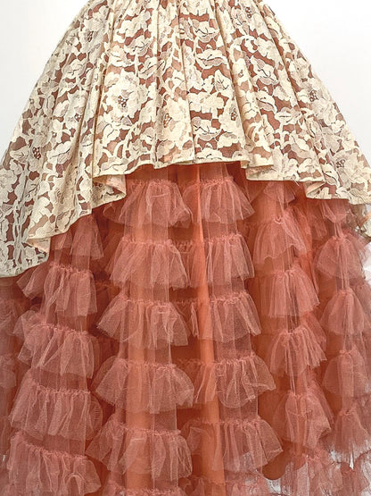 1950s Dreamy Lace & Tulle Party Dress / Waist 24