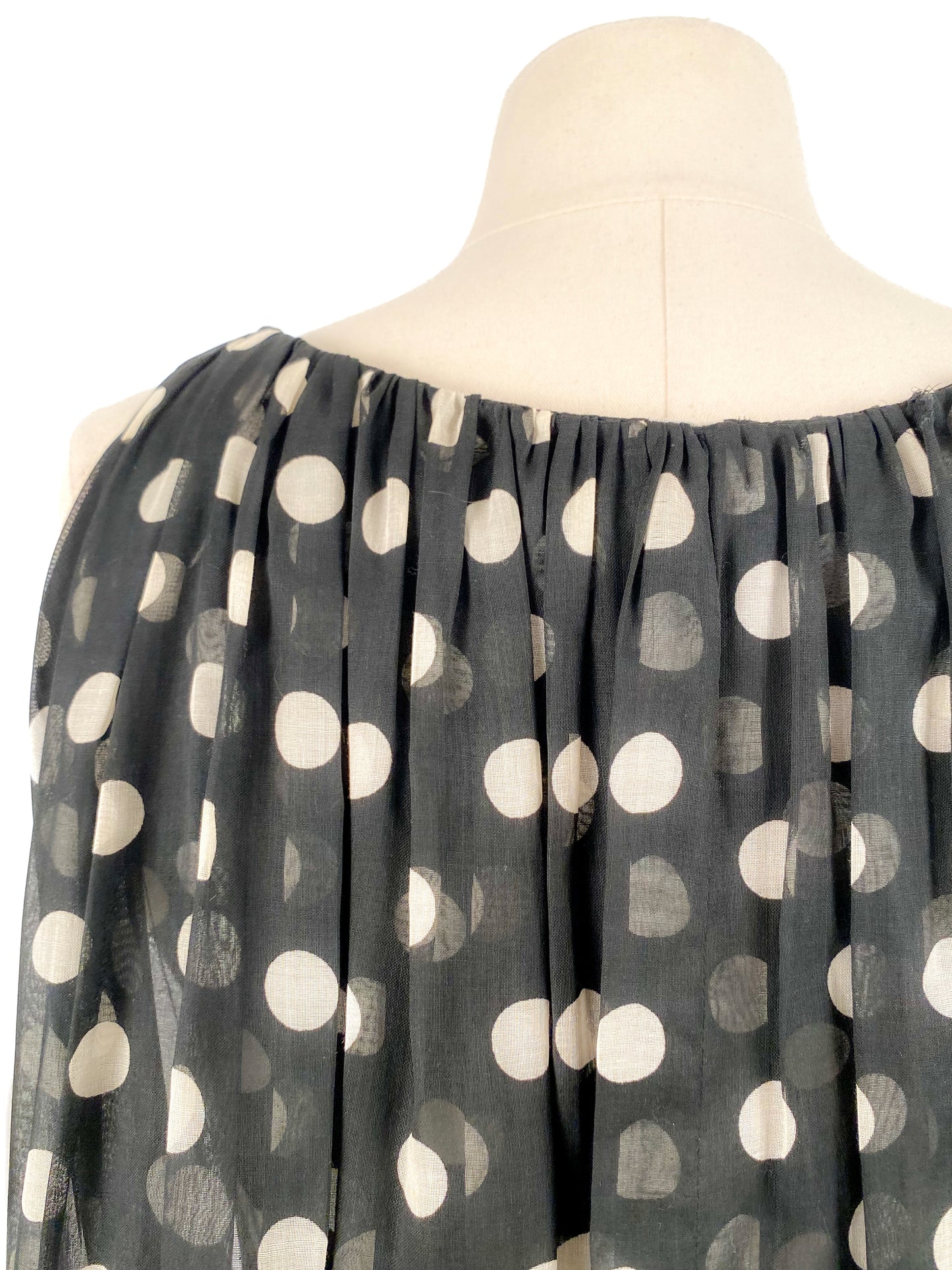 1950s Polka Dot Dress with Attached Cape by Estevez / Waist 24