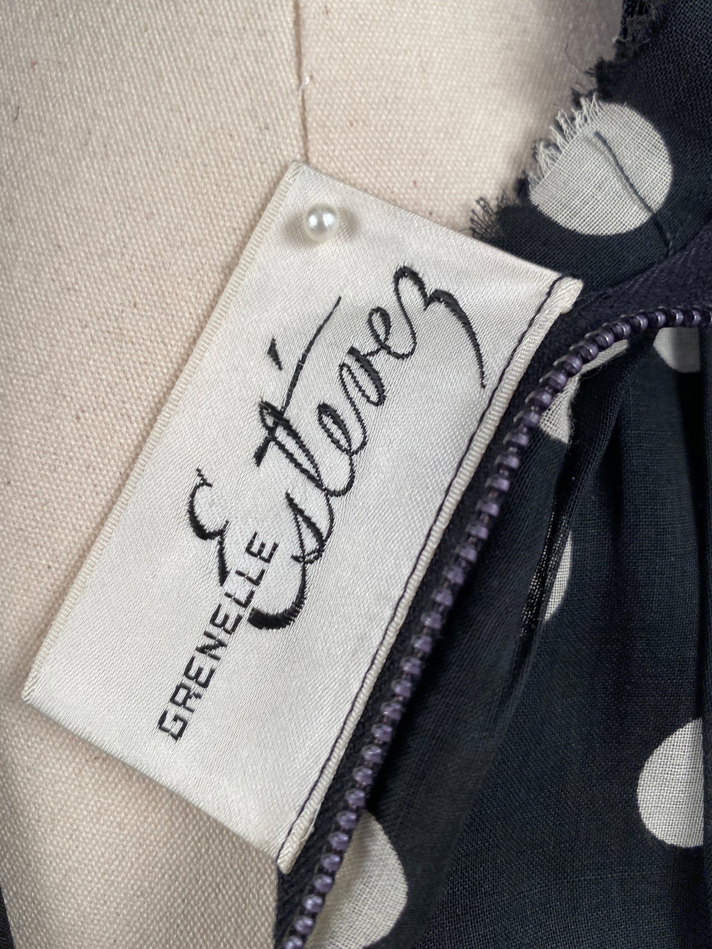 1950s Polka Dot Dress with Attached Cape by Estevez / Waist 24