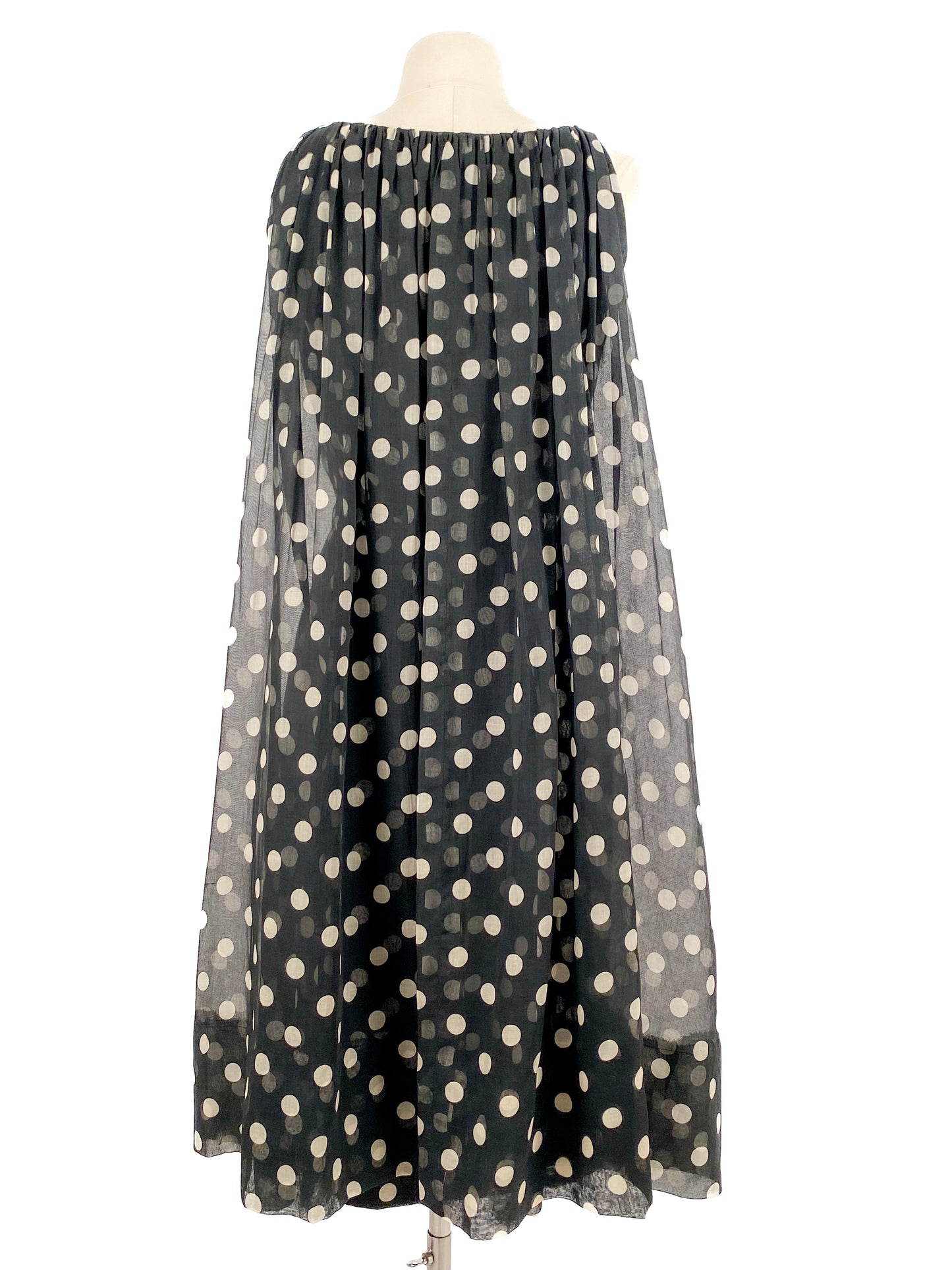 1950s Polka Dot Dress with Attached Cape by Estevez / Waist 24