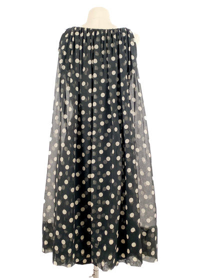 1950s Polka Dot Dress with Attached Cape by Estevez / Waist 24