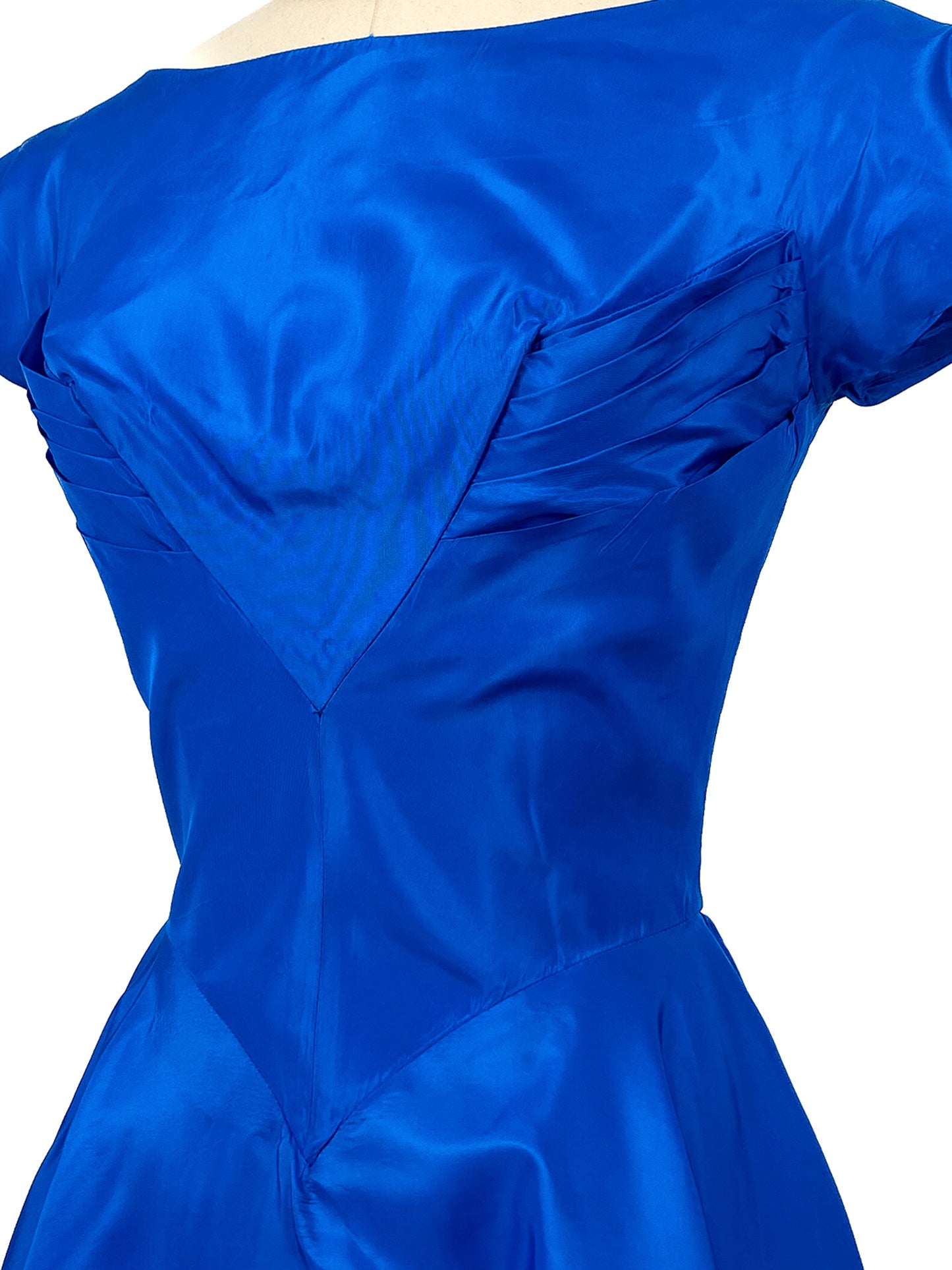 1950s Striking Sapphire Blue Gown with Bow / Waist 26