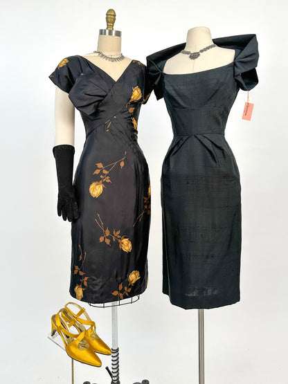 1950s Fabulously Stunning Silk LBD / Waist 28