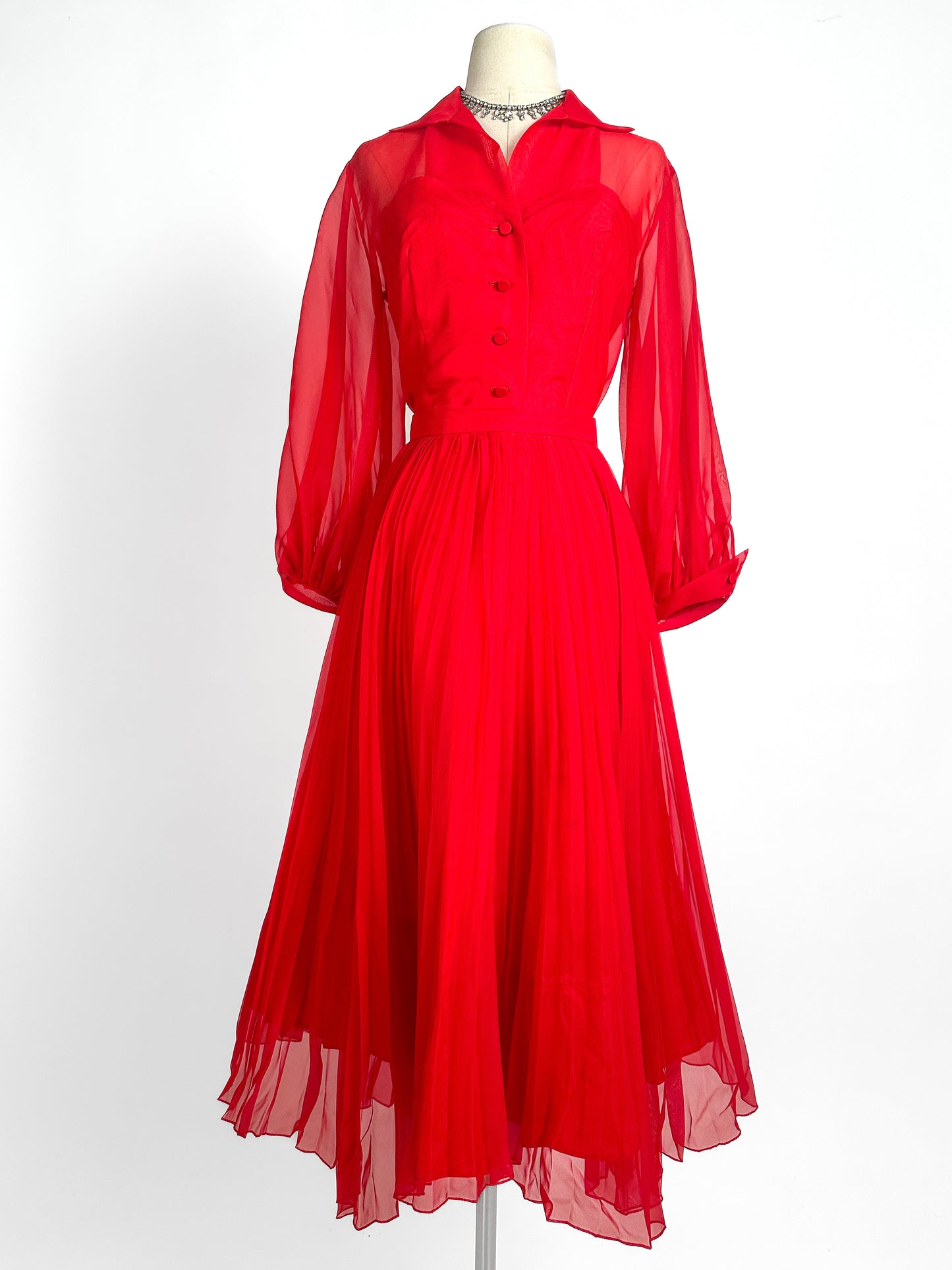 1950-60s Stunning Red Two-Piece Set / Waist 26