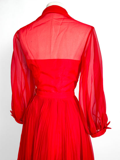 1950-60s Stunning Red Two-Piece Set / Waist 26