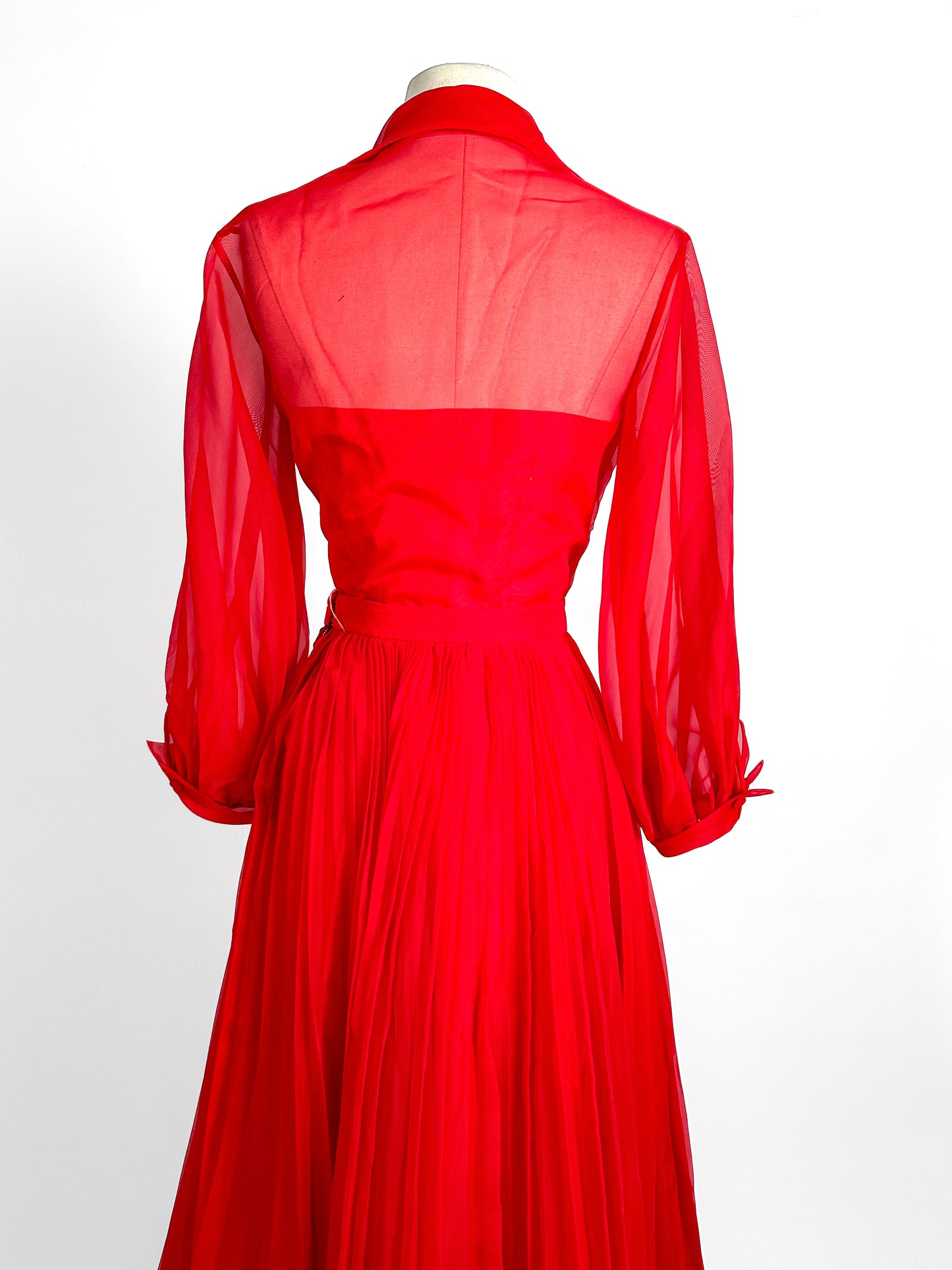 1950-60s Stunning Red Two-Piece Set / Waist 26