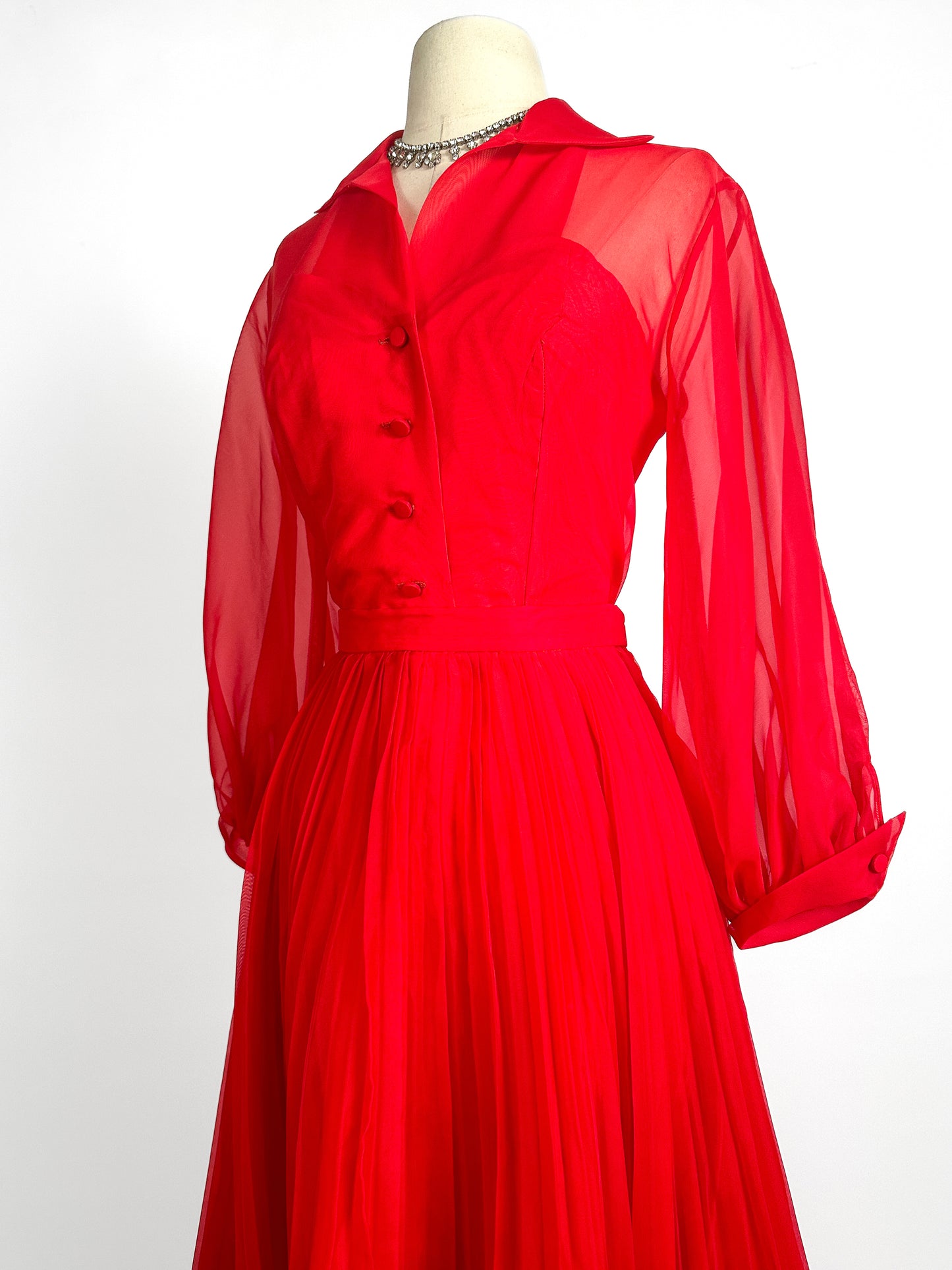 1950-60s Stunning Red Two-Piece Set / Waist 26