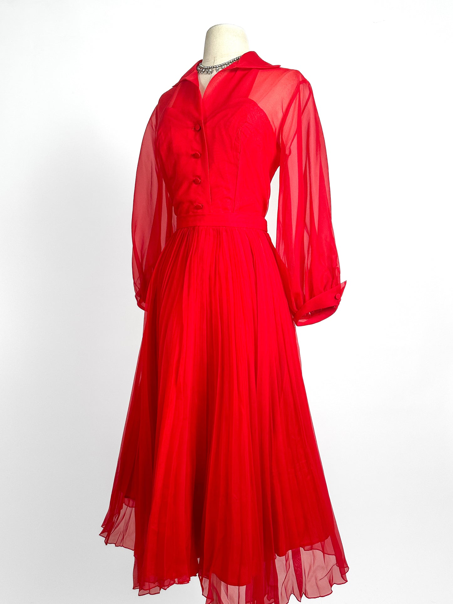 1950-60s Stunning Red Two-Piece Set / Waist 26
