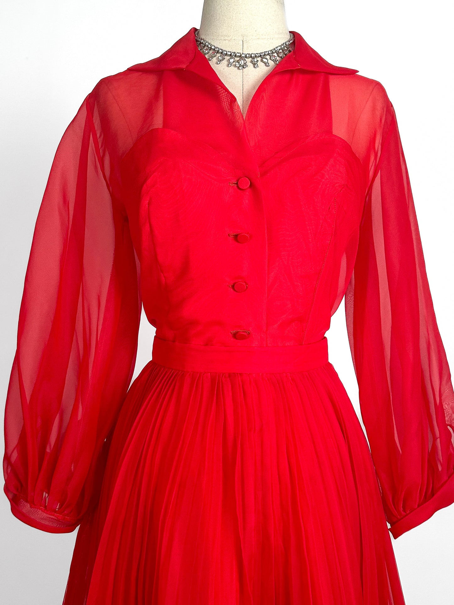 1950-60s Stunning Red Two-Piece Set / Waist 26