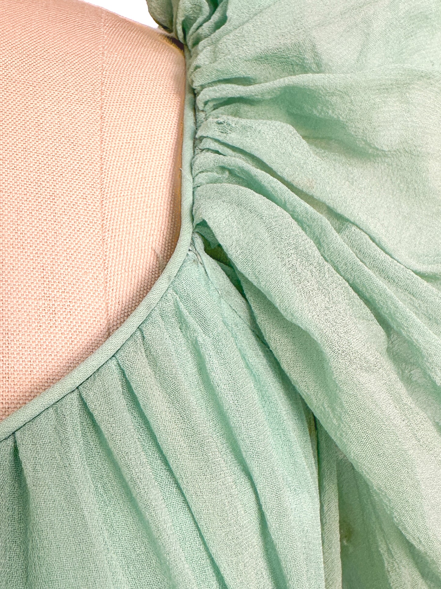 1930s Seafoam Green Silk Chiffon Gown / Waist 24