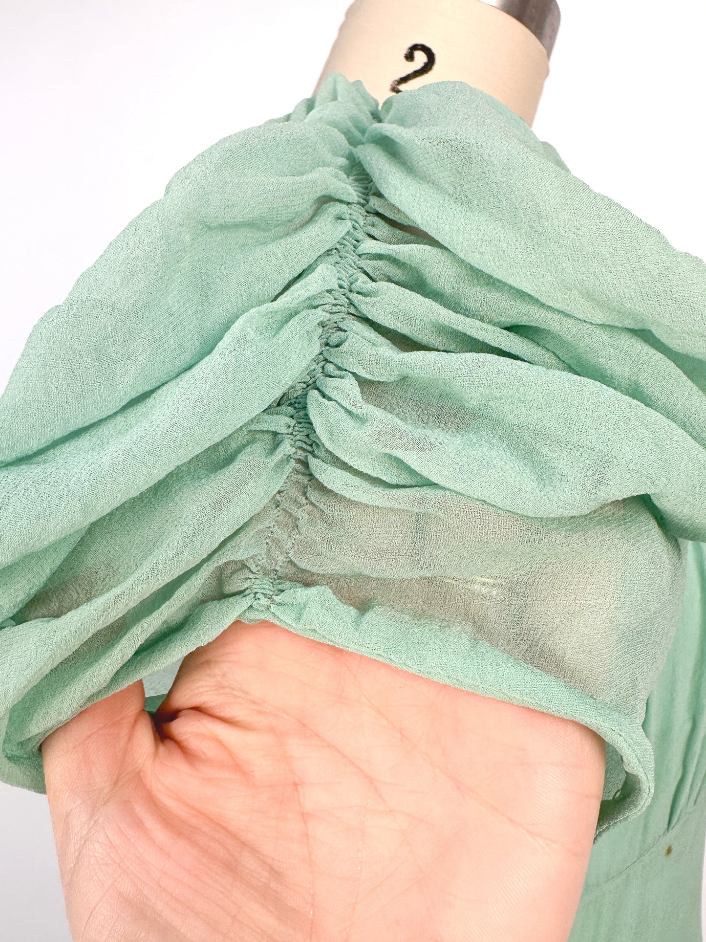 1930s Seafoam Green Silk Chiffon Gown / Waist 24