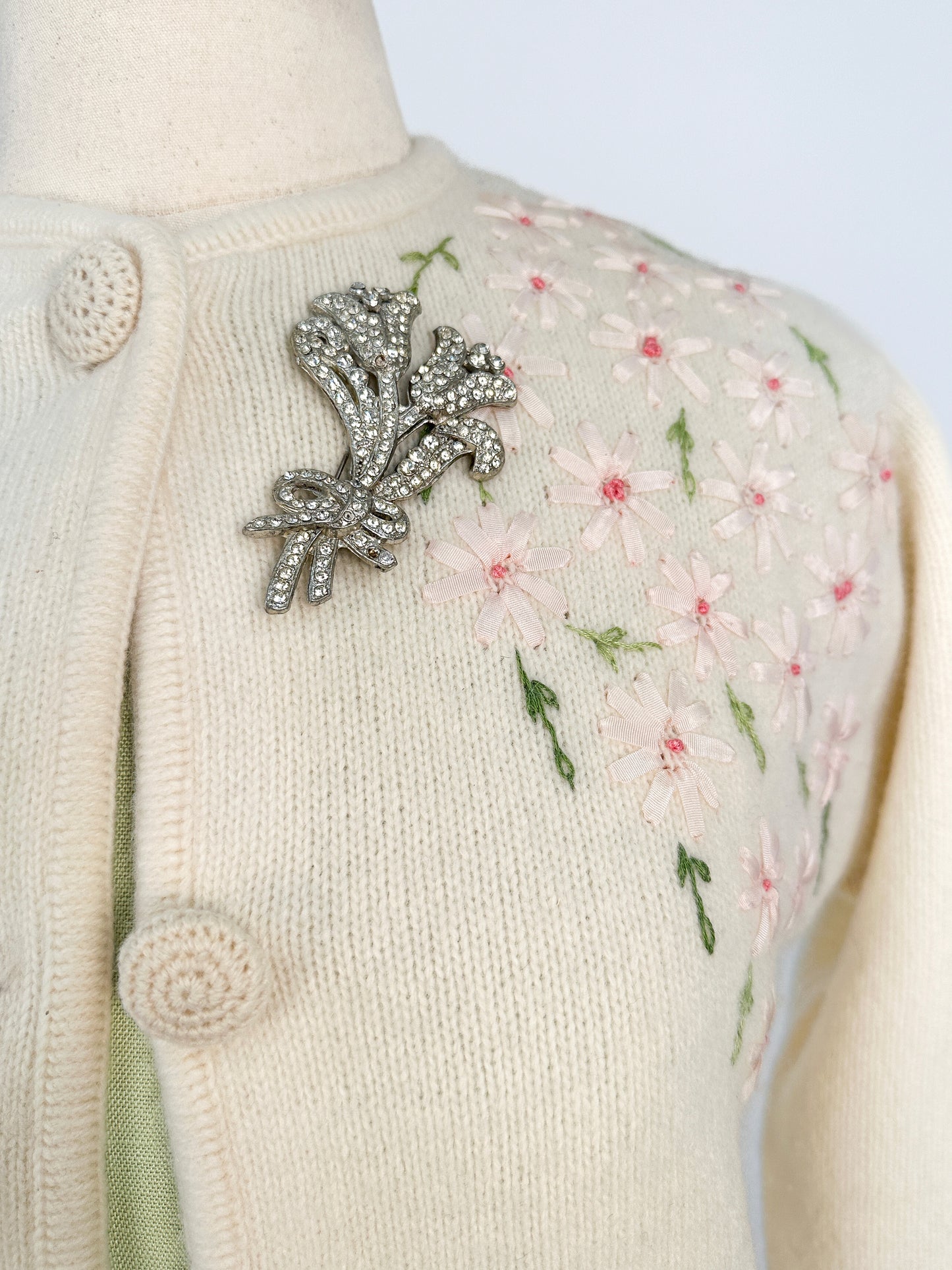 30s Statement Rhinestone Tulip Brooch