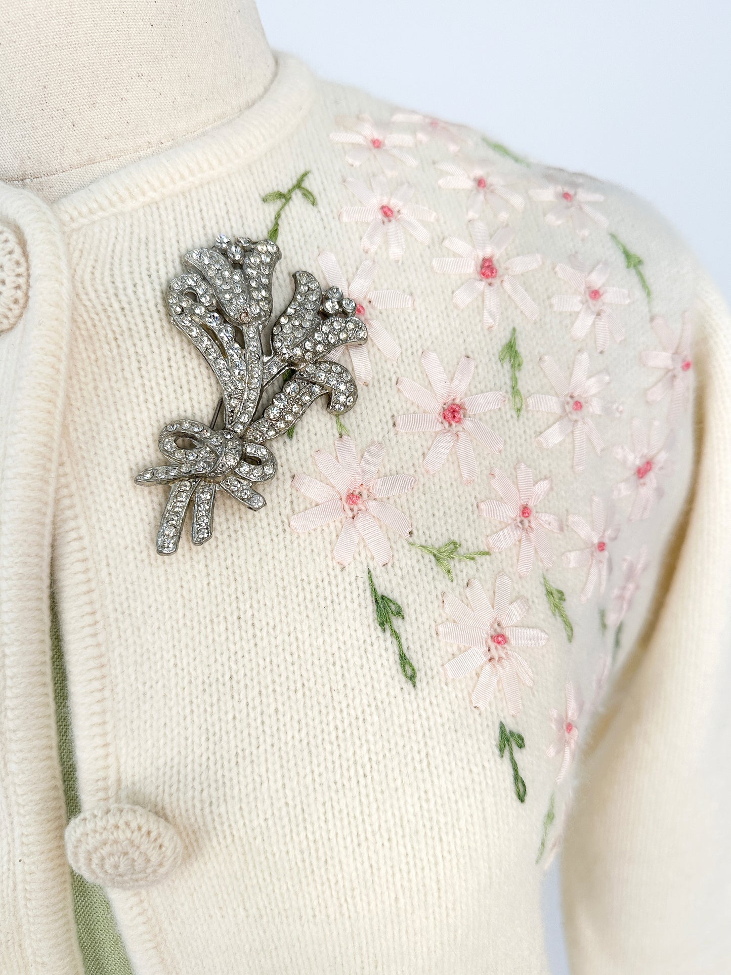 30s Statement Rhinestone Tulip Brooch