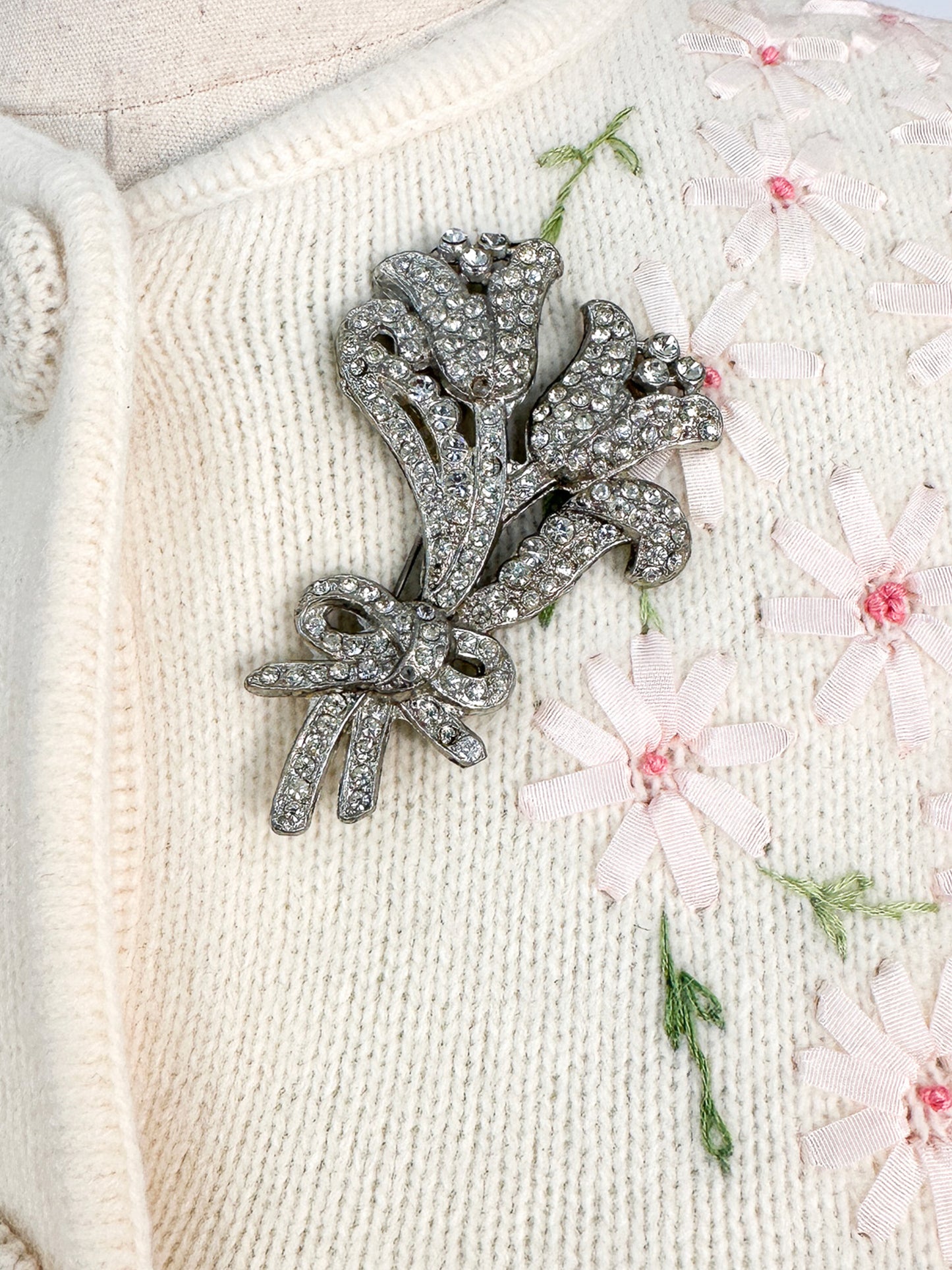 30s Statement Rhinestone Tulip Brooch
