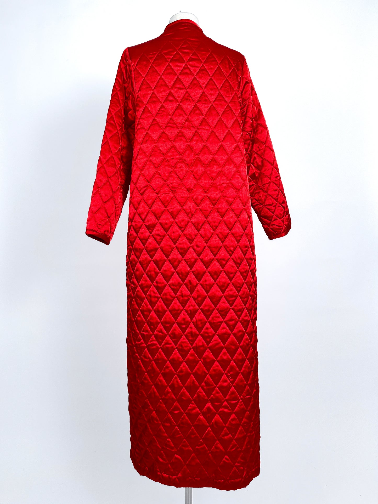 1980s Striking Red Quilted Satin Robe by Valentino / One Size