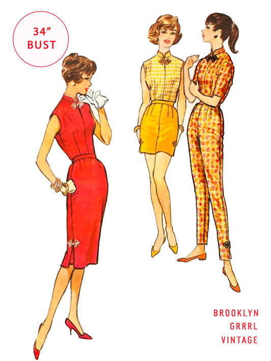 PDF Pattern - 1950s Four Piece Ensemble / Bust 34