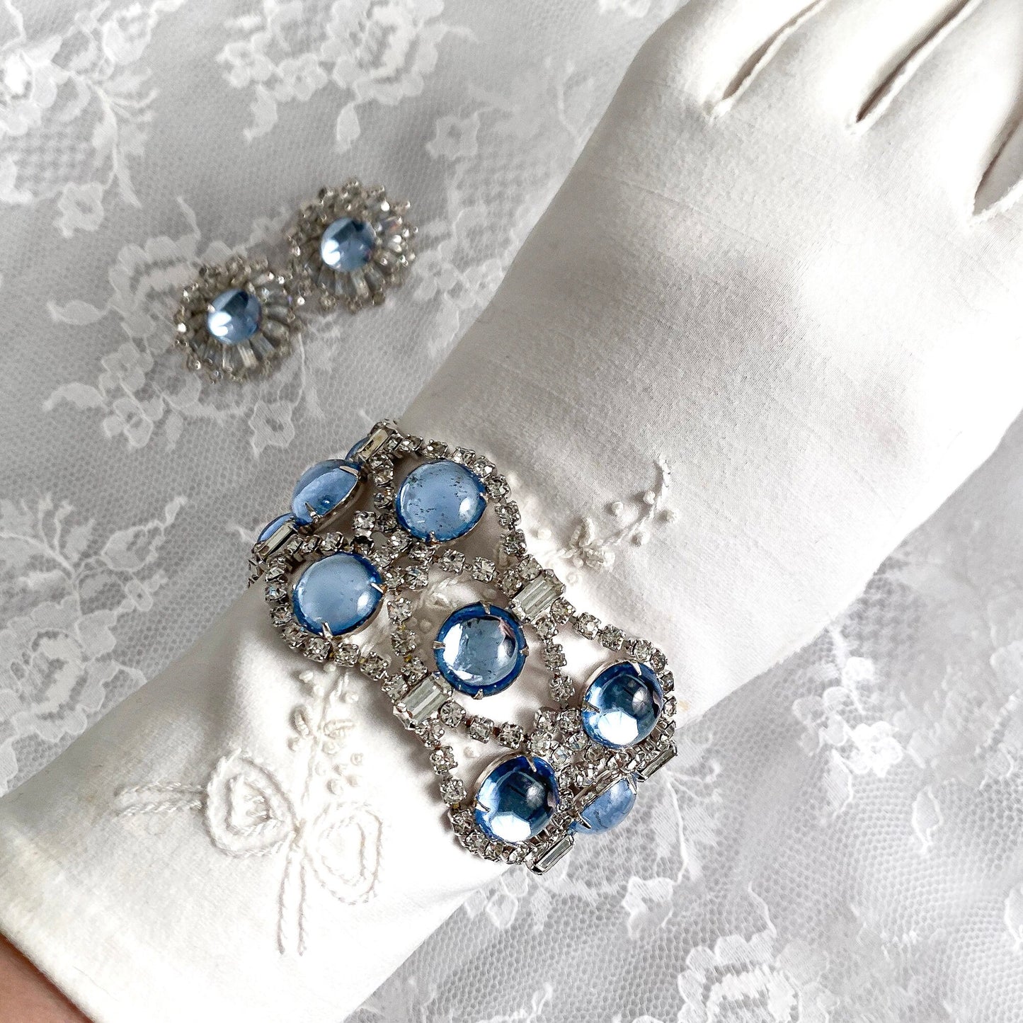 1950s Rhinestone and Matching Earring Set