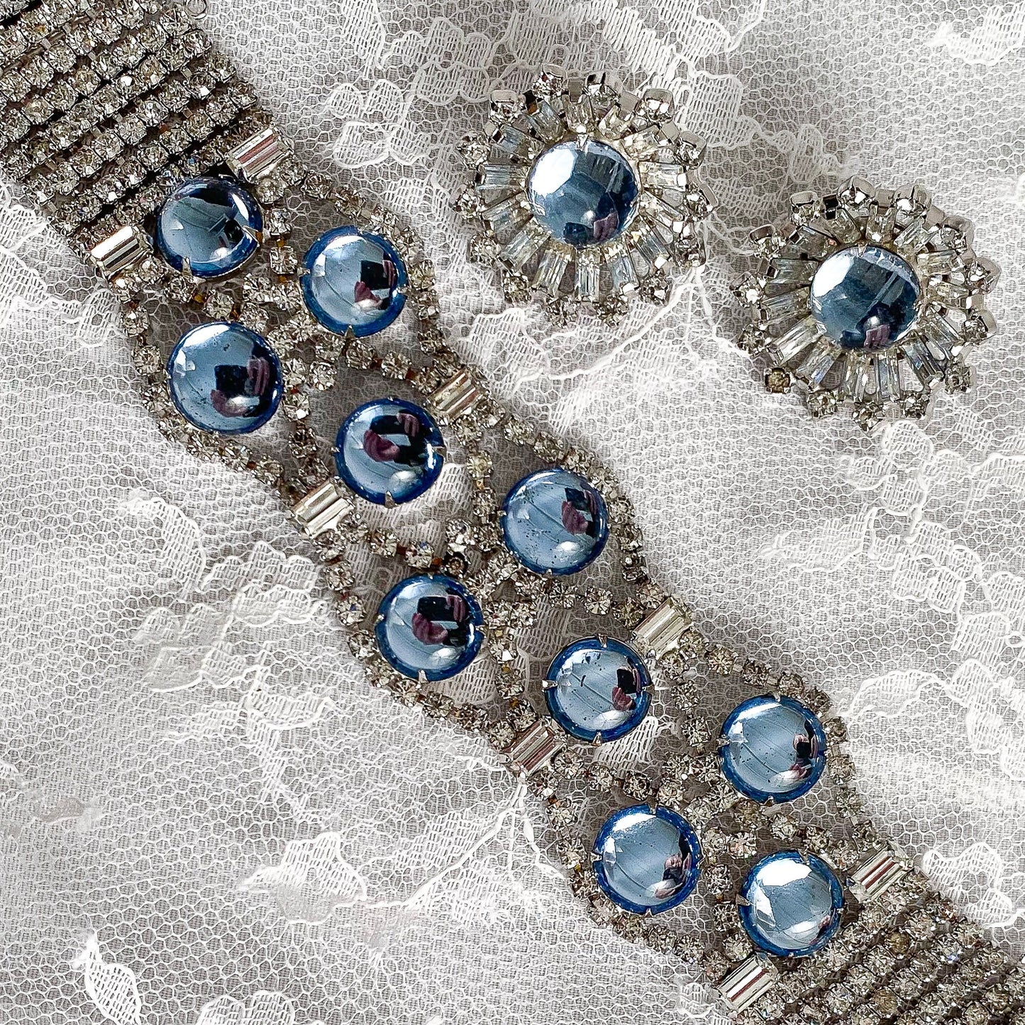 1950s Rhinestone and Matching Earring Set