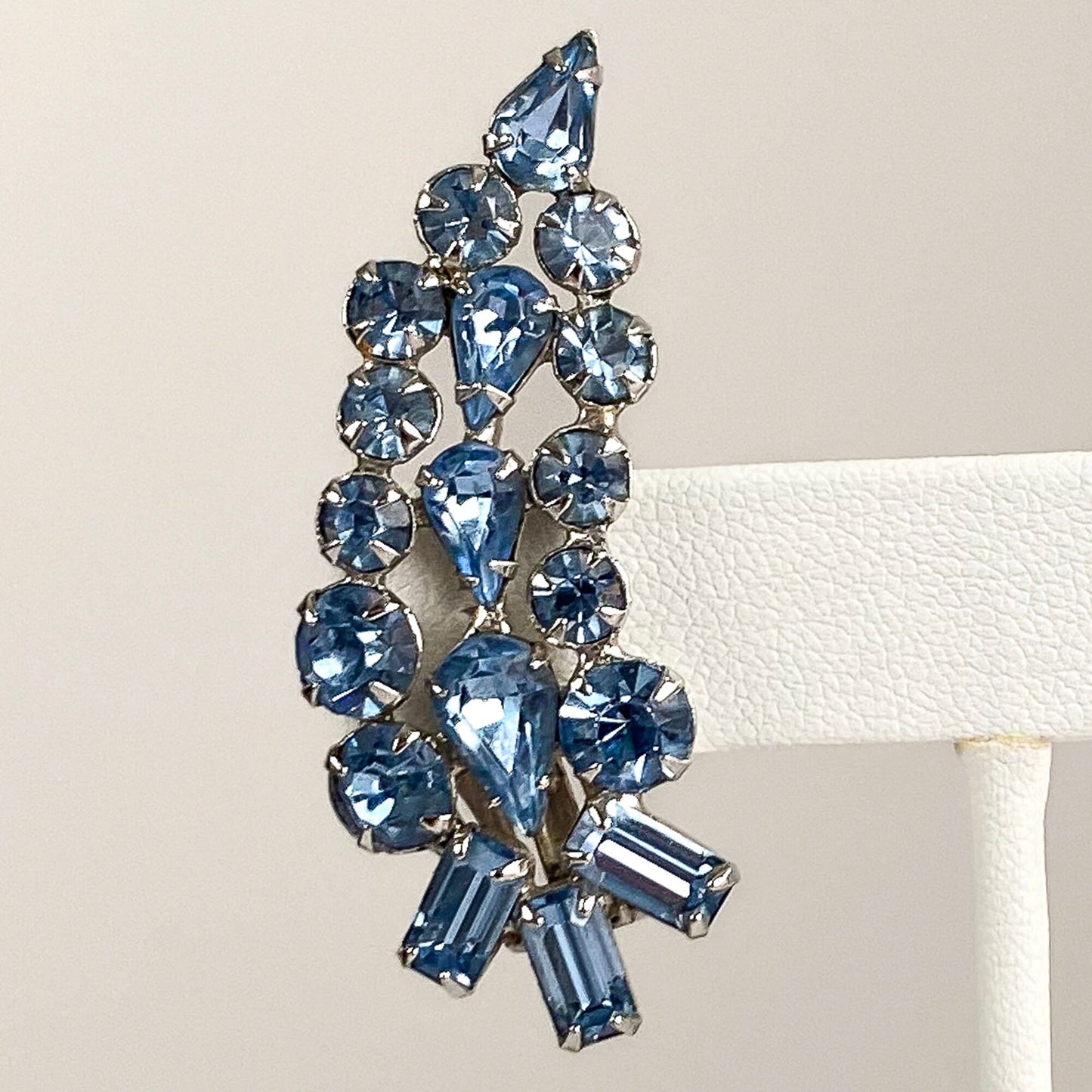 1950s Blue Rhinestone Statement Earrings
