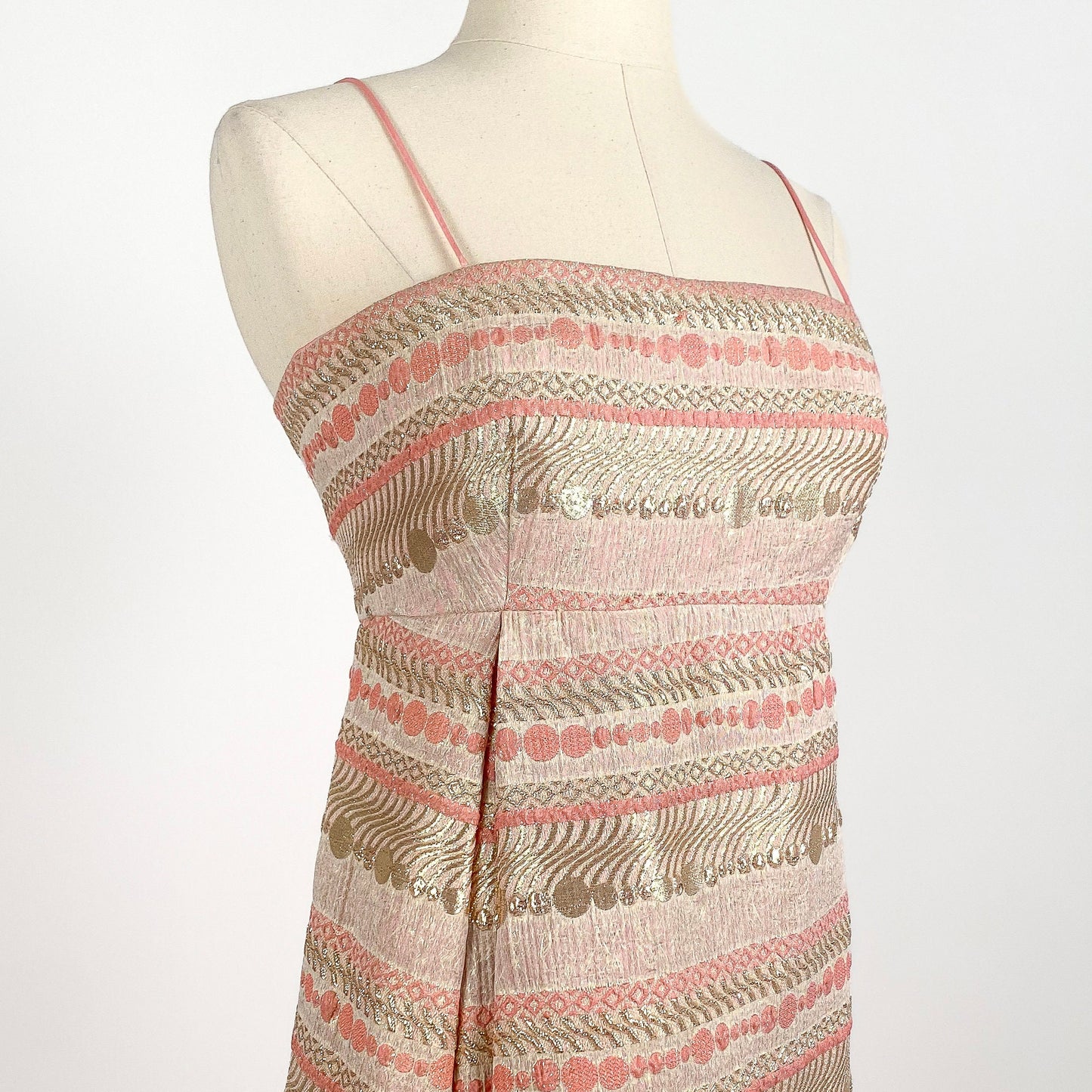 1960s Pink & Gold Evening Dress by Malcolm Starr / Waist 24