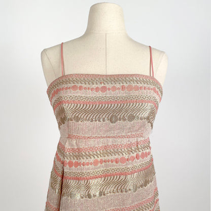 1960s Pink & Gold Evening Dress by Malcolm Starr / Waist 24