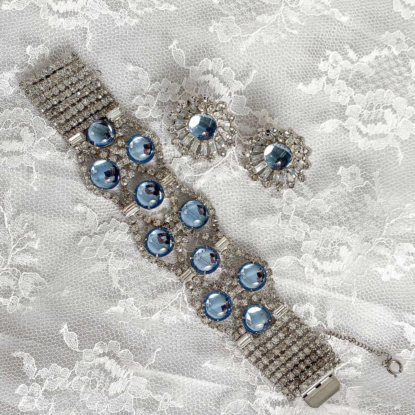 1950s Rhinestone and Matching Earring Set