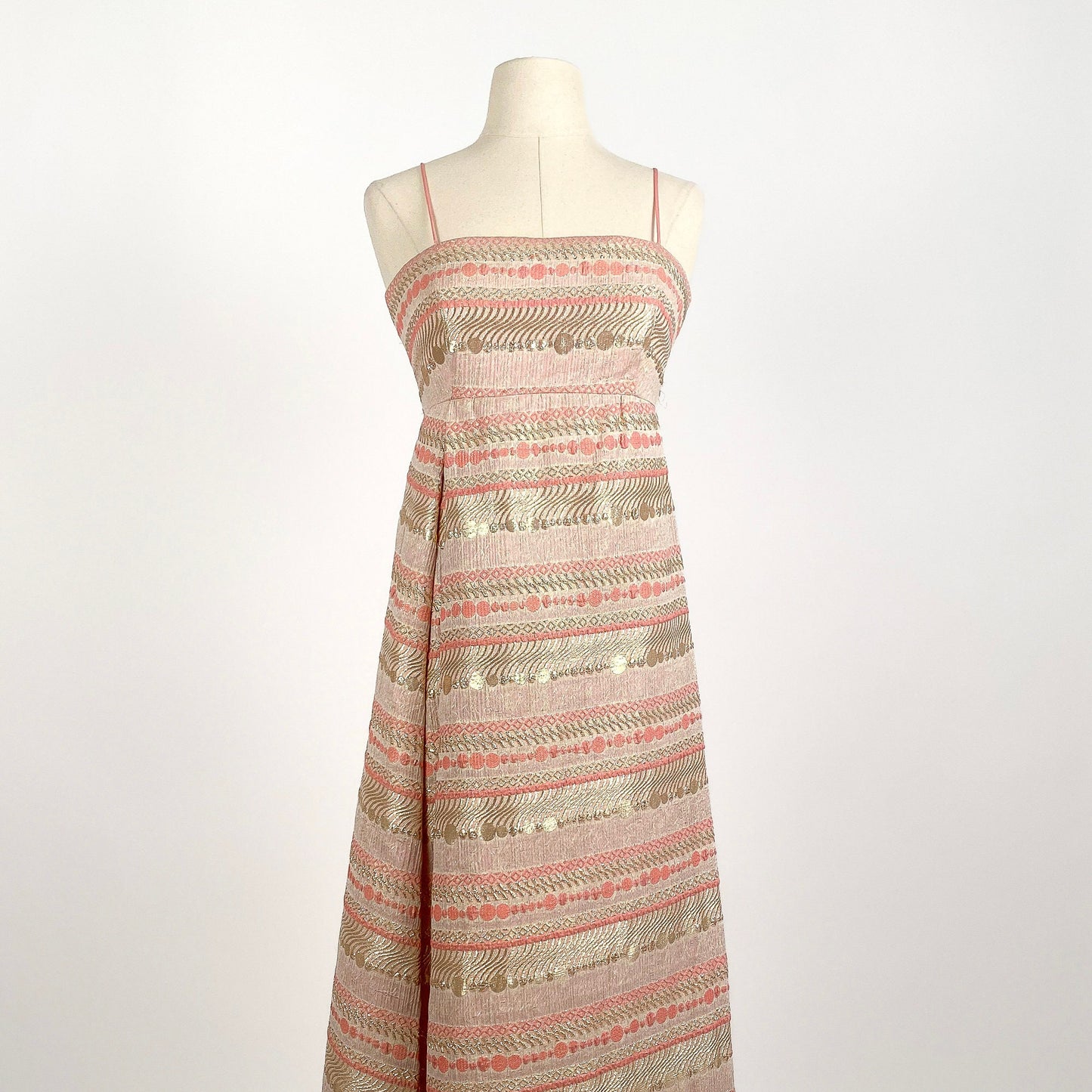 1960s Pink & Gold Evening Dress by Malcolm Starr / Waist 24