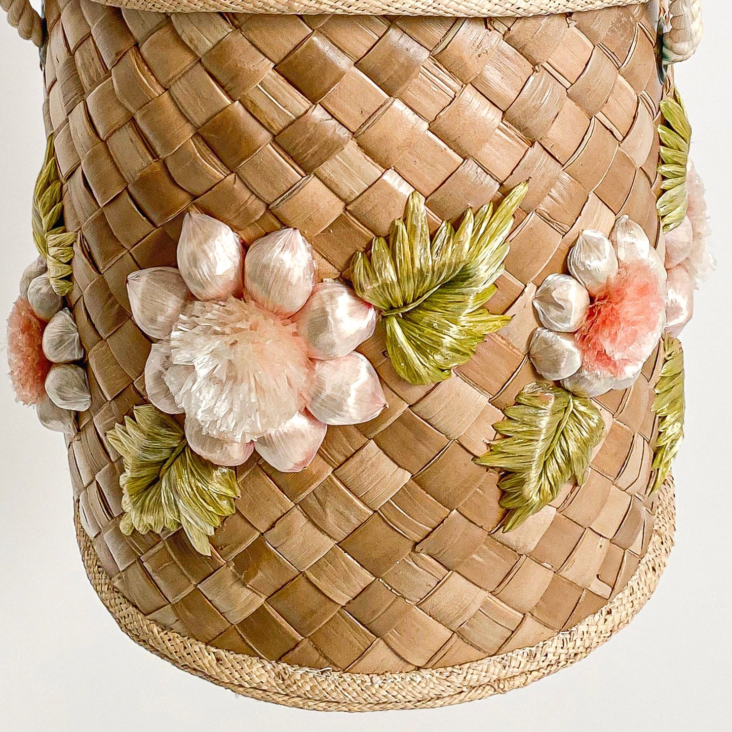 1960s Straw Basket Handbag or Picnic Basket