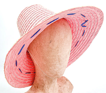 1950s Pink Straw Hat Made in Italy