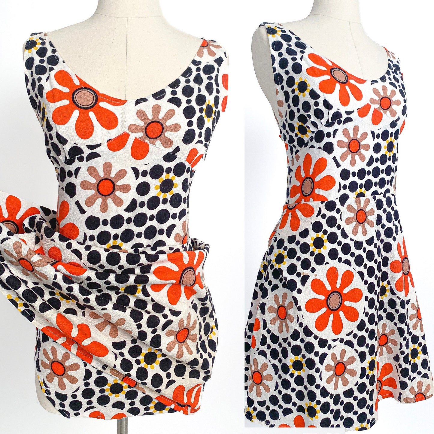1960s Mod Polka Dot Playsuit / Waist 30