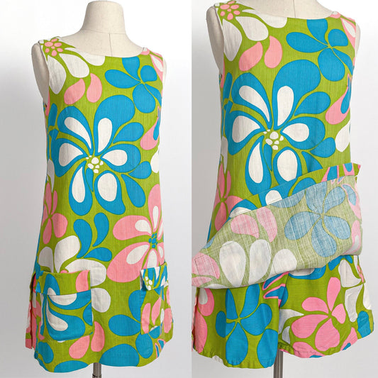 1960s Flower Power Romper / Waist 34