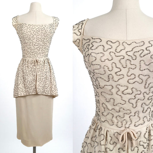 Stunning 1940s White Crepe Dress / Waist 30