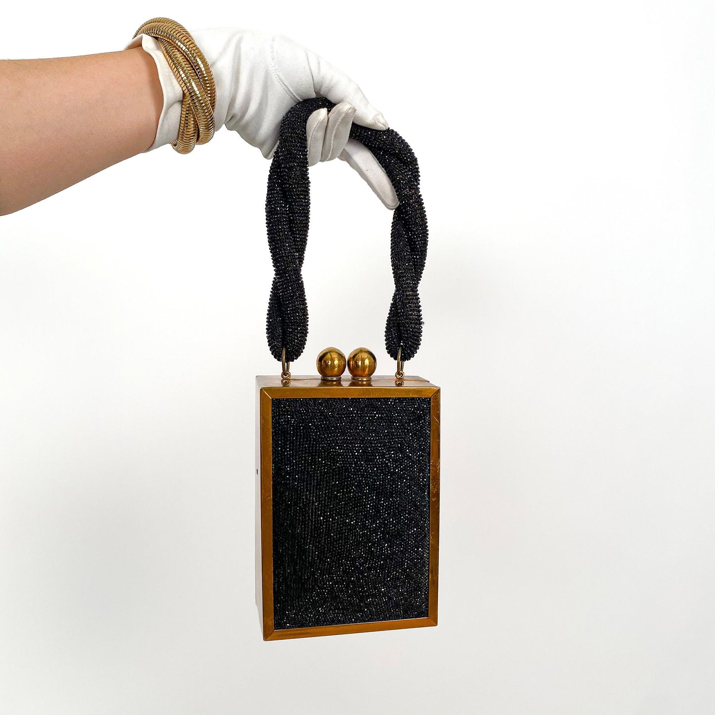 1940s Micro Beaded Evening Bag with Roped Handle