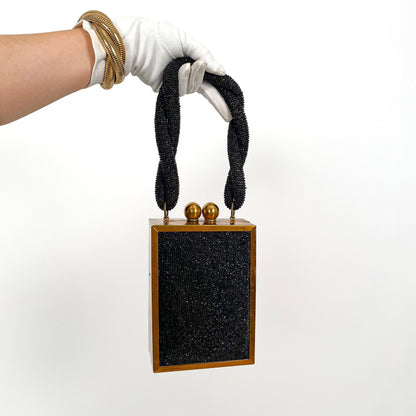 1940s Micro Beaded Evening Bag with Roped Handle