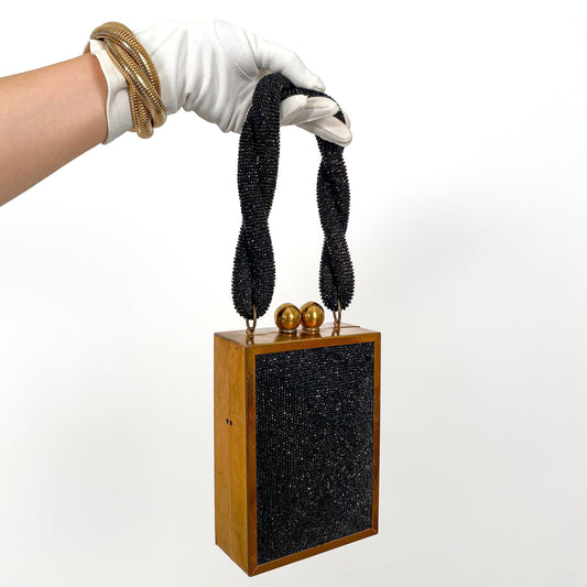 1940s Micro Beaded Evening Bag with Roped Handle