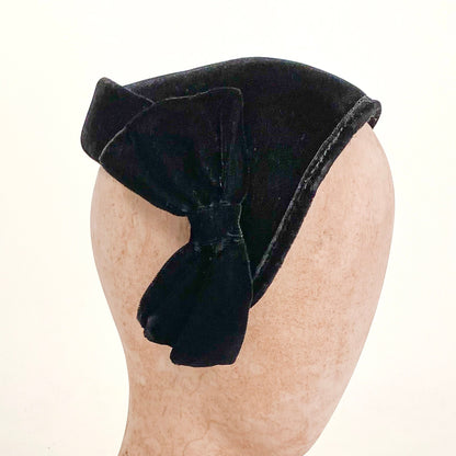 1950s Black Velvet Fascinator with Bow